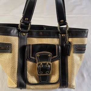Coach vintage straw tote bag